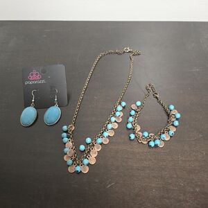 Paparazzi Blue and Bronze Earrings